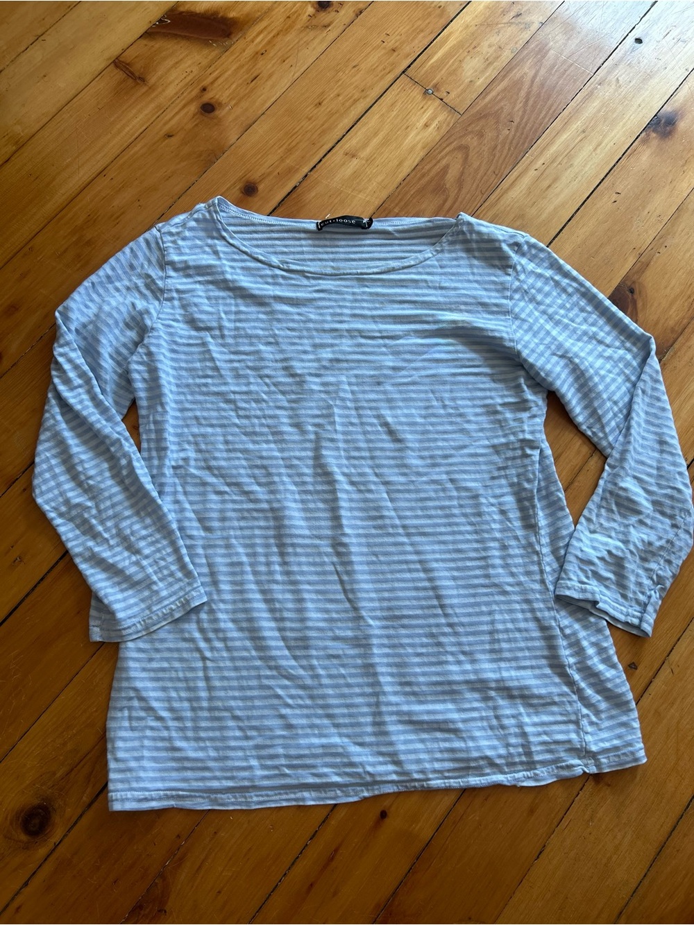 Cut loose blue white striped shirt tencel cotton small